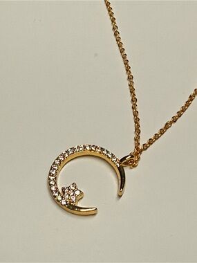 Hypoallergenic Trendy Moon Star Paved Necklace  & Tarnish-Resistant Brand New